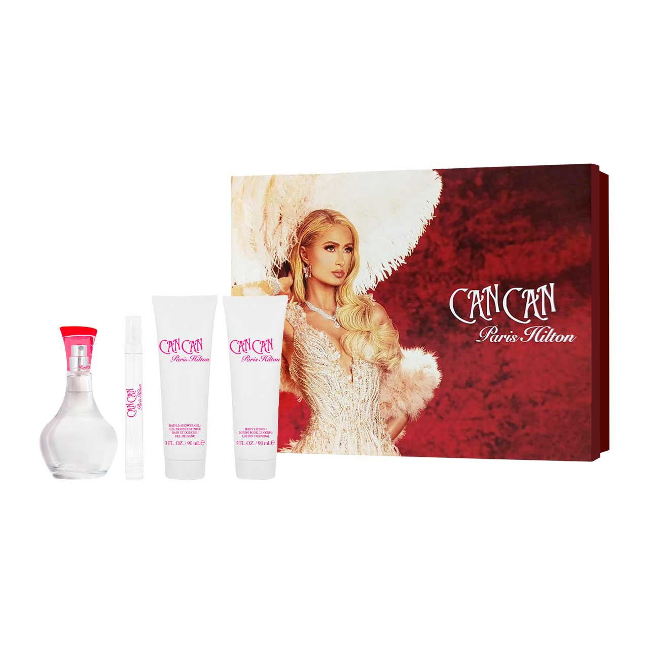 Paris Hilton
Can Can SET 4 Piezas Dama by Paris Hilton EDP 100 ml + Locion Corporal 90ml + Gel de Ducha 90ml + Miniatura 10ml