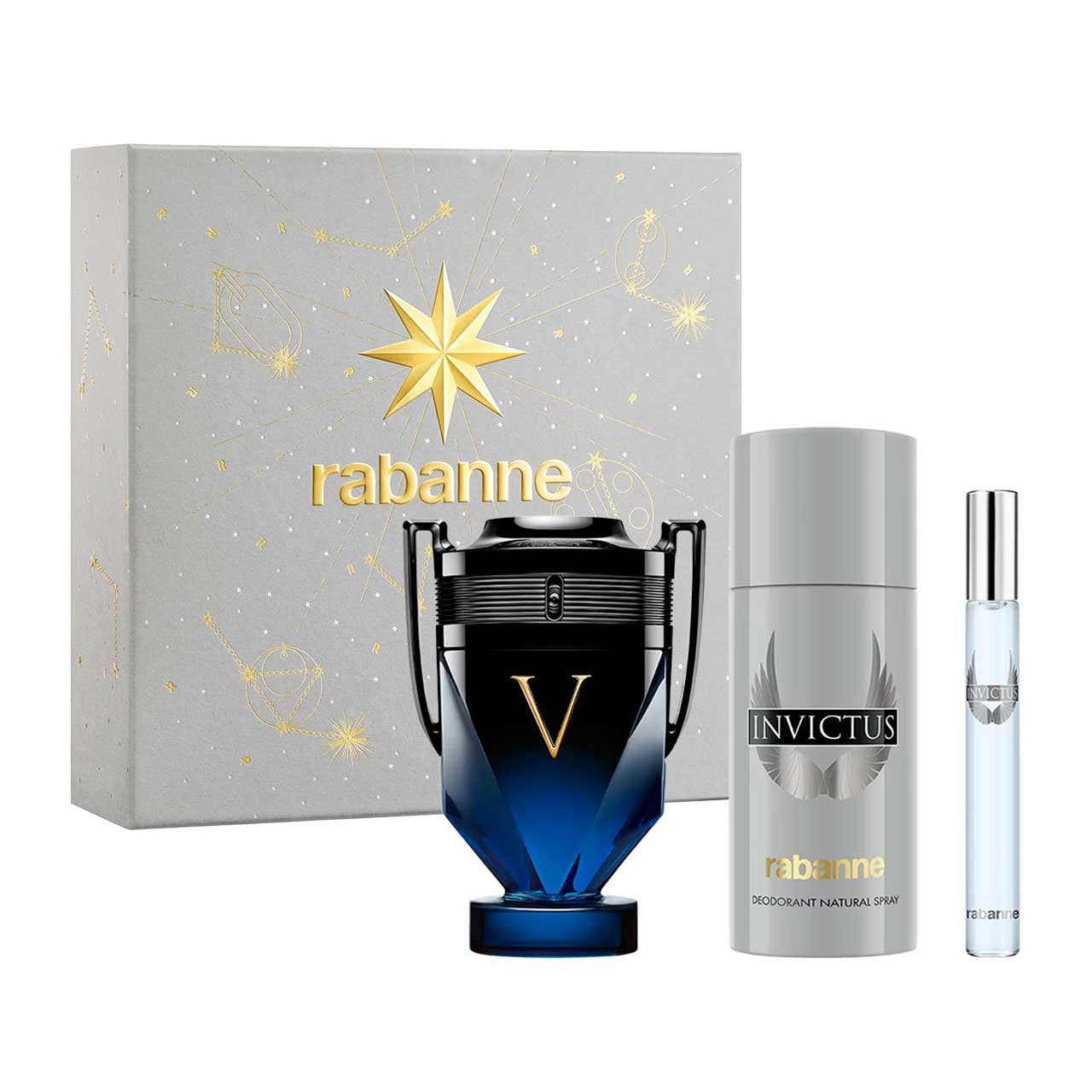 Rabanne
Invictus Victory Elixir Navidad SET 3 Piezas Hombre EDP 100ml + Desodorante 150ml + Miniatura 10ml