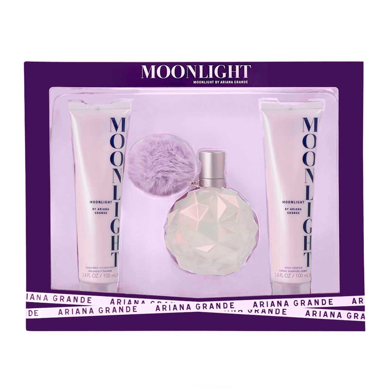 Ariana Grande
Moonlight SET 3 Piezas Dama EDP 100ml + Body Soufflé 100ml + Gel de Ducha 100ml