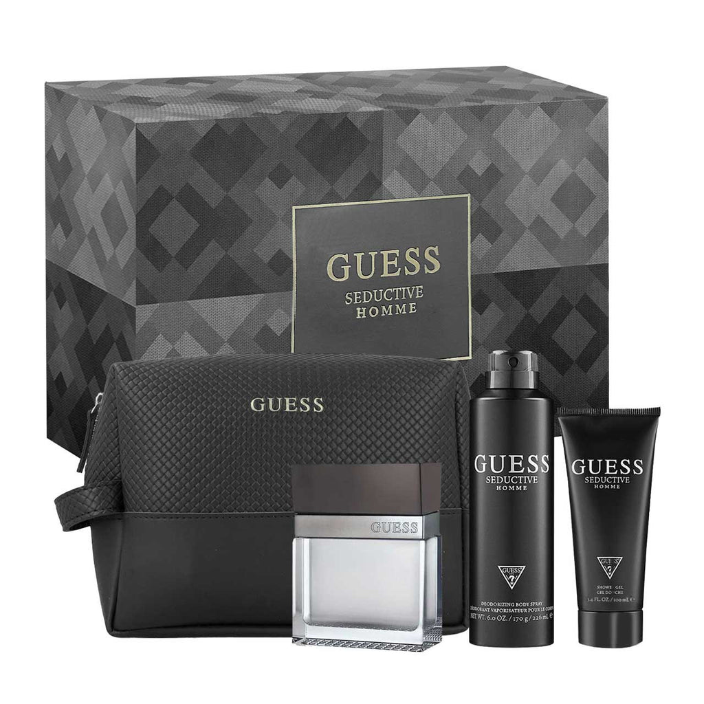 Guess Seductive SET 4 Piezas Hombre EDT 100ml + Desodorante 226ml + Gel de Ducha 100ml + Bolsa de Viaje