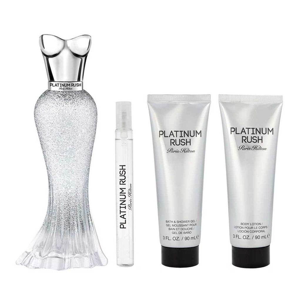 Platinum Rush SET 4 Piezas Dama EDP 100ml + Locion Corporal 100ml + Gel de Ducha + Miniatura 10ml