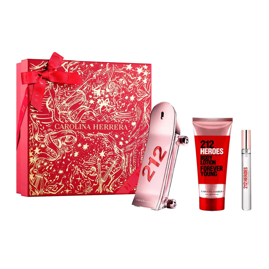 Carolina Herrera 212 Heroes SET 3 Piezas Dama EDP 80ml + Locion Corporal 100ml + Miniatura 10ml