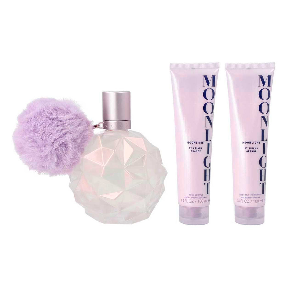 Ariana Grande
Moonlight SET 3 Piezas Dama EDP 100ml + Body Soufflé 100ml + Gel de Ducha 100ml