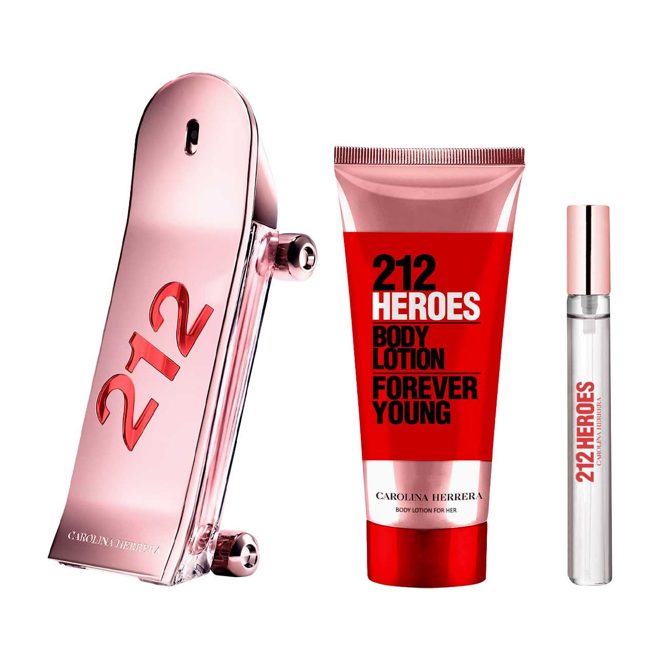 Carolina Herrera 212 Heroes SET 3 Piezas Dama EDP 80ml + Locion Corporal 100ml + Miniatura 10ml